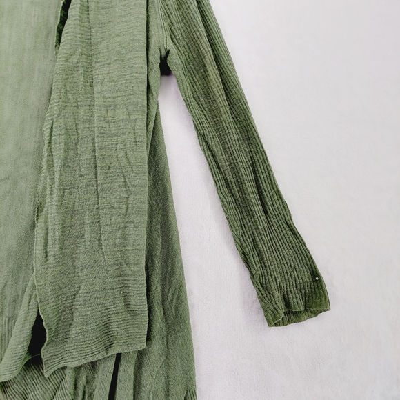 Talbots Linen/Viscose Knit Olive Green Opened Cardigan P6938 - Picture 3 of 6